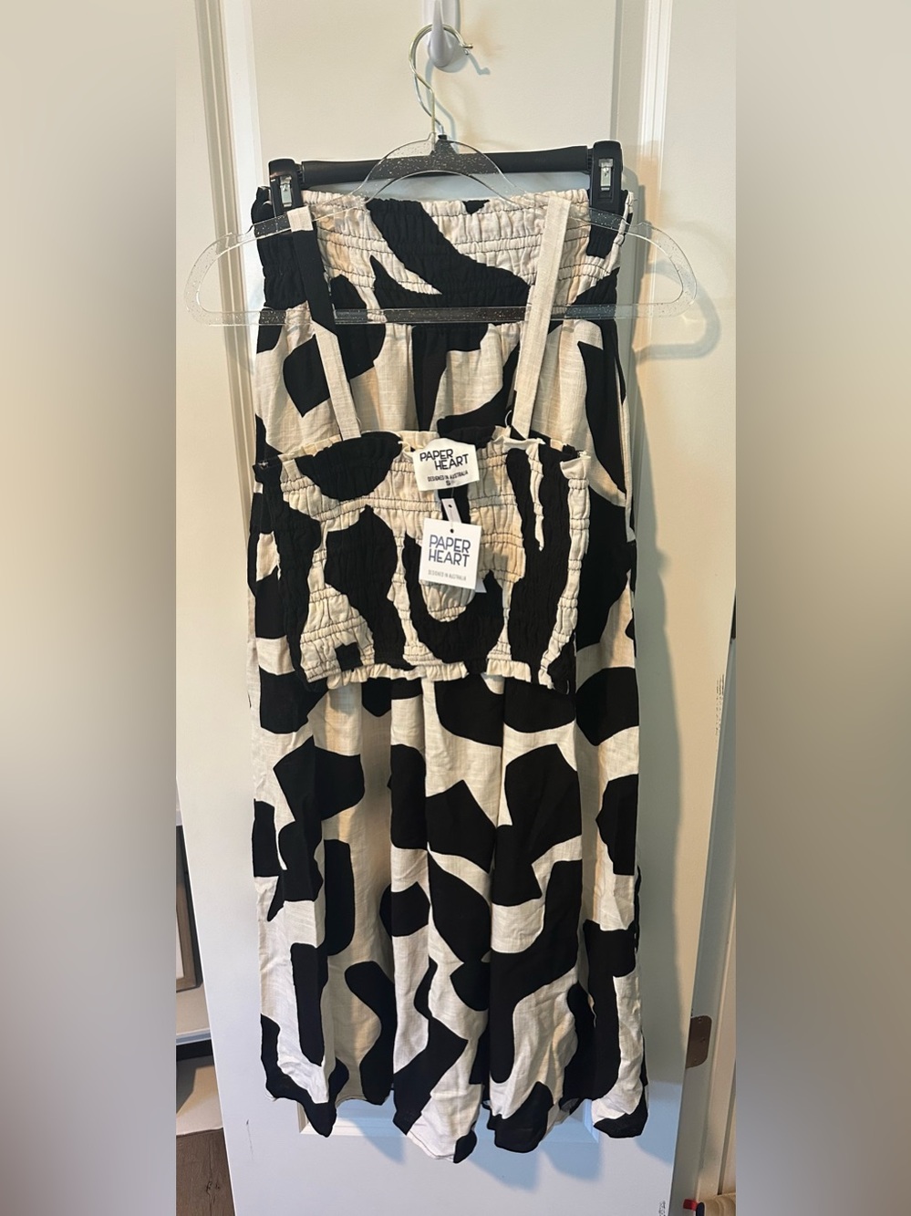 NWT Paper Heart Black & White Printed Midi skirt & top set SMALL